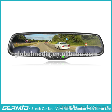 4.3 inch car rear view mirror monitor with mirror link and thin frame special for Honda and Kia